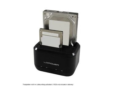 LC Power LC-DOCK-U3-III - HDD dockningsstation - fack: 2 - 2,5 tum/3,5 tum delad - SATA - USB 3.0 - svart