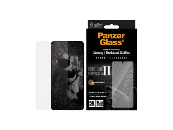 PanzerGlass ® Ceramic Screen Protector Samsung Galaxy S26+ | Ultra-Wide Fit w. EasyAligner, Samsung, Samsung - Galaxy S26+, Asennus kuivana, Naarmu...