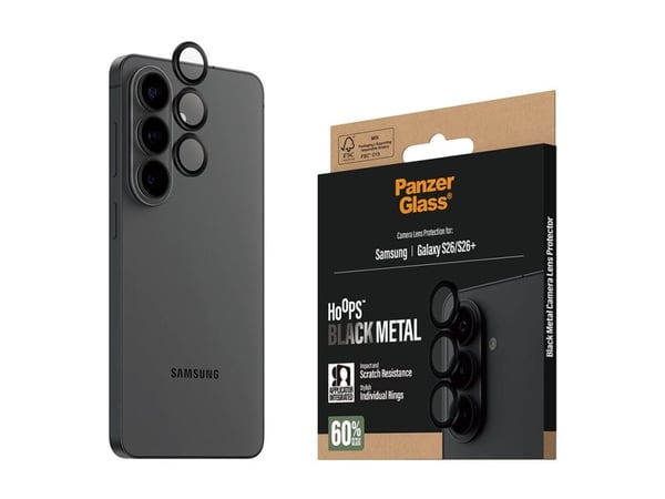 PanzerGlass Hoops - Black Metal Edition - linsebeskytter for mobiltelefon - svart - for Samsung Galaxy S26