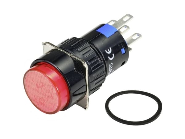 Conrad Leuchtdrucktaster 250 V/AC 3 A 1 x Ein/Aus IP65 tastend 1 St., Sort, Rød, Plast, 250 V, 3 A