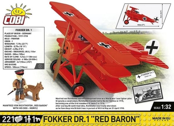 COBI Fokker Dr.1 Red Baron, Byggesett, 8 år, 221 stykker