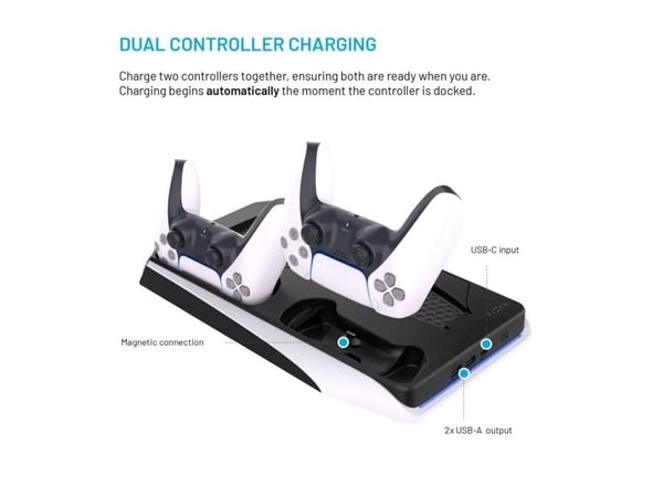 FIXED - Ladestativ - 4 utgangskontakter (2 x USB, 2 x USB-C) - svart, hvit