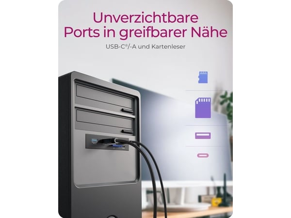 ICY BOX IB-HUB1419-i3 etupaneeli f. 3,5-korttipaikka USB Type-C/Type-A -keskittimellä ja kortinlukijalla (61169)
