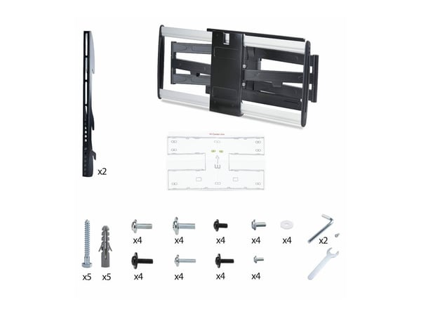 Startech - Monteringssett (veggmontering, 2 loddrette braketter) - leddelt - for flatpanel - lav profil, VESA 600x400, 45Kg - aluminium, stål - sva...