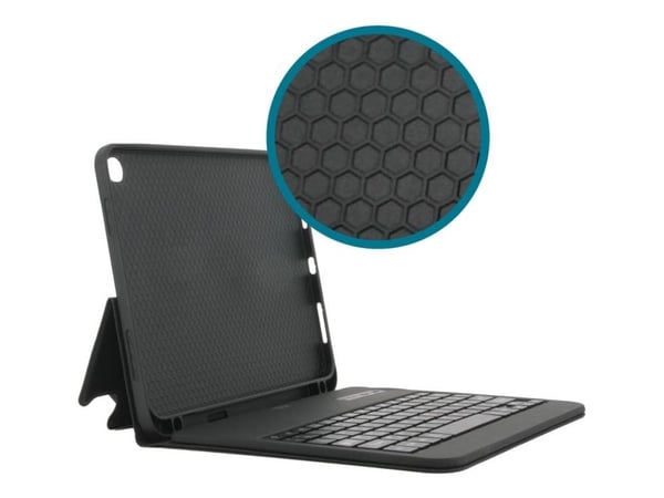 Mobilis Element - Tastatur og folioveske (folioeske) - with french bluetooth keyboard - trådløs - Bluetooth - AZERTY - svart tastatur, svart boks -...