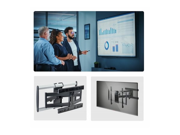 Startech - Monteringssett (veggmontering, 2 loddrette braketter) - leddelt - for flatpanel - lav profil, VESA 600x400, 45Kg - aluminium, stål - sva...