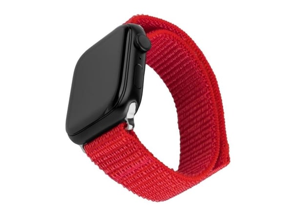 FIXED - Klokkestropp for smart armbåndsur - nylon - 160-210 mm - rød - for Apple Watch (42 mm, 44 mm, 45 mm, 46 mm)