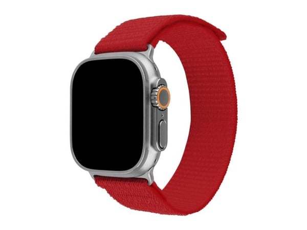 FIXED - Klokkestropp for smart armbåndsur - nylon, 49 mm - rød - for Apple Watch Hermès Series 9, SE 3, Series 10, Series 11, Series 9, Ultra 2, Ul...