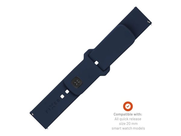FIXED - Klokkestropp for smart armbåndsur - silicone, quick release, 20 mm - 160-235 mm - blå