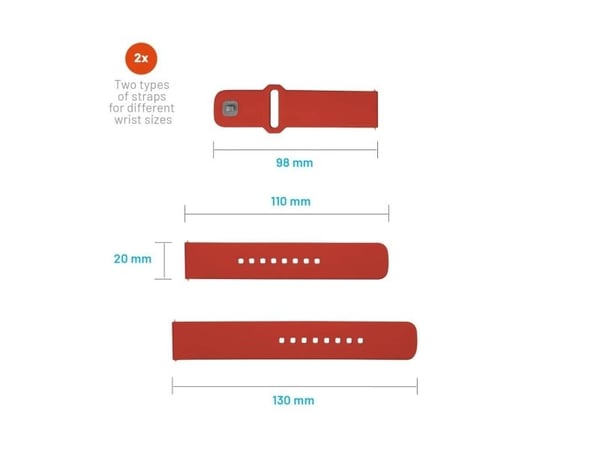 FIXED - Klokkestropp for smart armbåndsur - silicone, quick release, 20 mm - 160-235 mm - rød