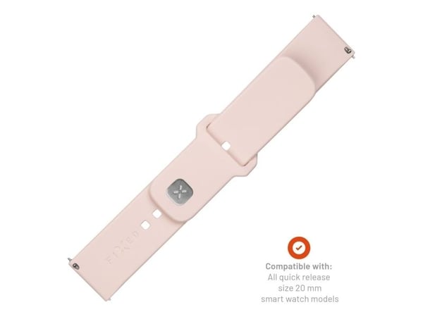 FIXED - Klokkestropp for smart armbåndsur - silicone, quick release, 20 mm - 160-235 mm - rosa