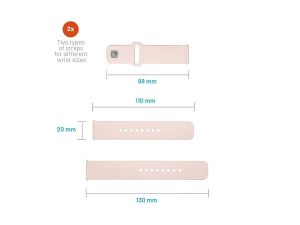FIXED - Klokkestropp for smart armbåndsur - silicone, quick release, 20 mm - 160-235 mm - rosa