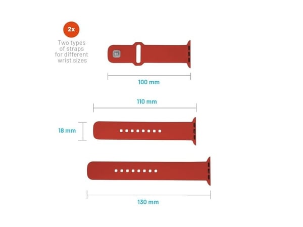 FIXED - Klokkestropp for smart armbåndsur - 38/40/41mm, silicone - rød - for Apple Watch Hermès Series 9, SE 3, Series 10, Series 11, Series 8, Ser...