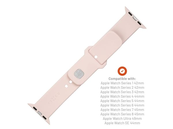 FIXED - Klokkestropp for smart armbåndsur - silicone, 42/44/45/46 mm - rosa - for Apple Watch Hermès Series 9, SE 3, Series 10, Series 11, Series 9...