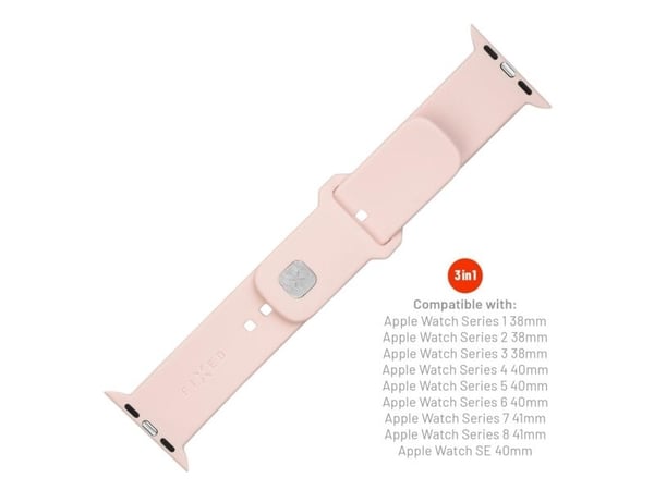 FIXED - Klokkestropp for smart armbåndsur - 38/40/41mm, silicone - rosa - for Apple Watch Hermès Series 9, SE 3, Series 10, Series 11, Series 8, Se...