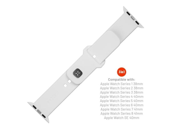 FIXED - Klokkestropp for smart armbåndsur - 38/40/41mm, silicone - hvit - for Apple Watch Hermès Series 9, SE 3, Series 10, Series 11, Series 8, Se...