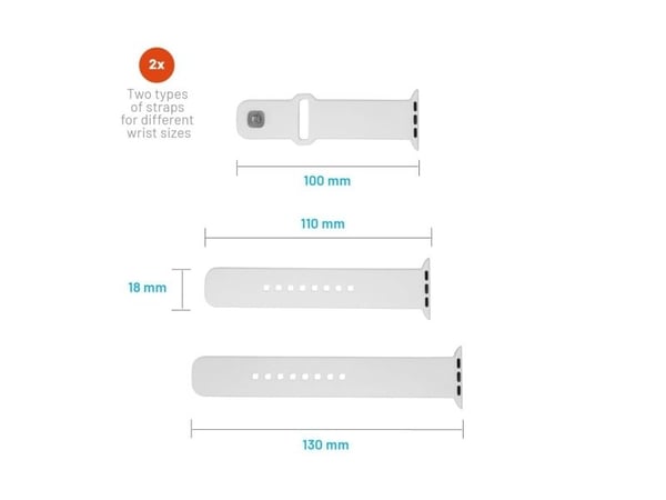 FIXED - Klokkestropp for smart armbåndsur - 38/40/41mm, silicone - hvit - for Apple Watch Hermès Series 9, SE 3, Series 10, Series 11, Series 8, Se...