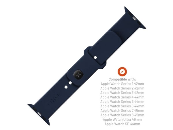 FIXED - Klokkestropp for smart armbåndsur - 49 mm, silicone - blå - for Apple Watch Hermès Series 9, SE 3, Series 10, Series 11, Series 9, Ultra 2,...