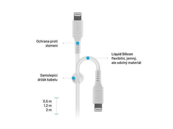 FIXED FIXDLS-CL12-WH, 1,2 m, Lightning, USB C, Uros, Uros, Valkoinen