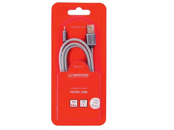 Skross 2.700240, 1 m, USB A, Micro-USB A, USB 3.2 Gen 1 (3.1 Gen 1), Hankjønn/hankjønn, Hvit