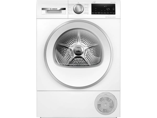 Bosch Serie 6 WQG245D5AT, Frittstående, Frontmatet, Varme pumpe, Hvit, Rotasjon, Riktig/Høyre