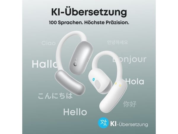 Anker Soundcore AeroFit 2 AI Assistant - True wireless-hodetelefoner med mikrofon - åpent øre - over-øret-montering - Bluetooth - hvit