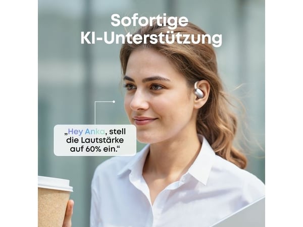 Anker Soundcore AeroFit 2 AI Assistant - True wireless-hodetelefoner med mikrofon - åpent øre - over-øret-montering - Bluetooth - hvit