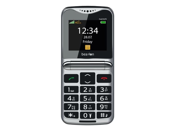 Beafon Fold 10 LTE, Simpukka, Yksittäinen SIM, 5,59 cm (2.2"), Bluetooth, 1350 mAh, Musta, Hopea