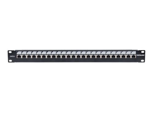Intellinet 720564, IEEE 802.3, IEEE 802.3ab, IEEE 802.3an, IEEE 802.3u, RJ-45, Gull, U/UTP (UTP), Sort, Rackmontering