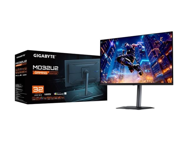 Gigabyte MO32U2 - OLED-skjerm - gaming - USB - 32" (31.5" synlig) - 3840 x 2160 4K @ 240 Hz - 250 cd/m² - 1500000:1 - DisplayHDR 400 - 0.03 ms - 2x...