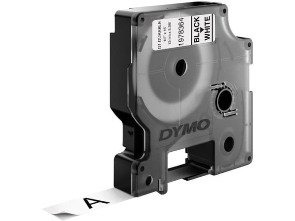 Labeltape DYMO® D1 Durable sort på hvid 12mm x 5,5m