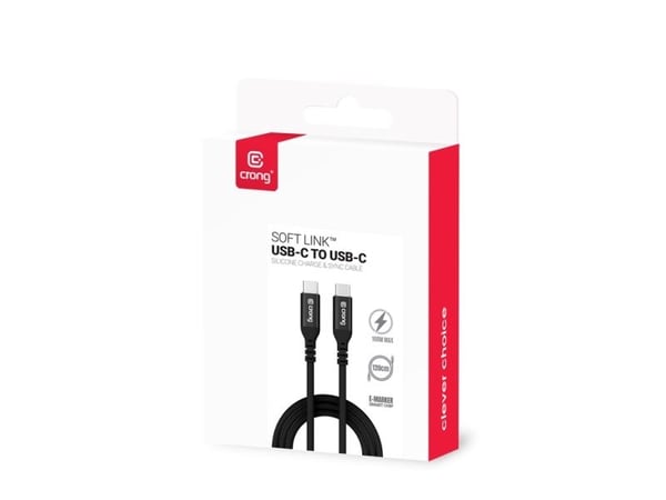 Crong Soft Link - Kabel 100W PD 5A USB-C til USB-C 25cm (svart)