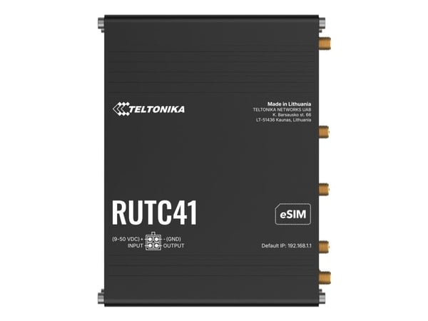Teltonika RUTC41 - Trådløs ruter - WWAN 4-portssvitsj - 1GbE, PPP - Wi-Fi 6 - Dobbeltbånd - 3G, 4G, 2G - DIN-skinnemonterbar, veggmonterbar, overfl...