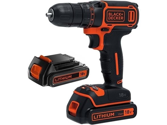 Black&amp;Decker 18 V porakone/porakone 2 x 1,5 Ah akkupaketti