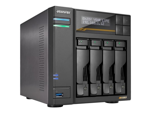Asustor LOCKERSTOR 4 Gen3 AS6804T 4-väyläinen tiedostopalvelin, AMD Ryzen V3C14 Neljä ydintä 2,3 GHz, 16 G ECC DDR5, 4x M.2 PCIe (NVMe), 2x 10 GbE,...