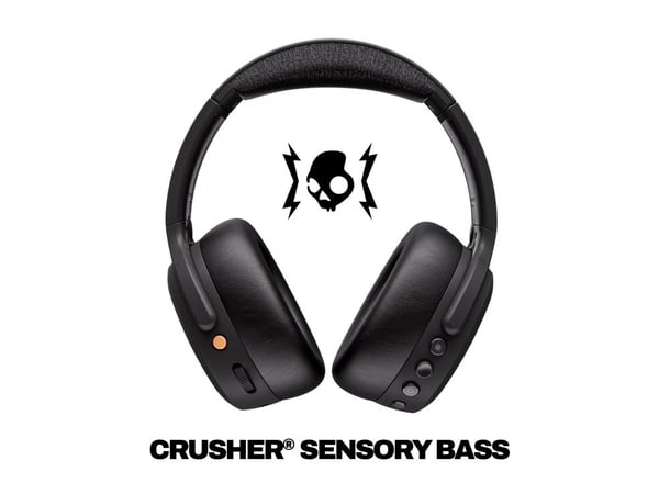 Skullcandy Crusher ANC 2 - Hodetelefoner med mikrofon - full størrelse - Bluetooth - trådløs - aktiv støydemping - ekte svart