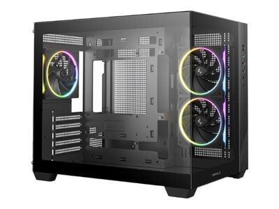 DeepCool CG330 3F - Micro-ATX - micro ATX - sidepanel med vindu (herdet glass) - ingen strømforsyning (ATX / SFX / SFX-L) - svart - USB/lyd