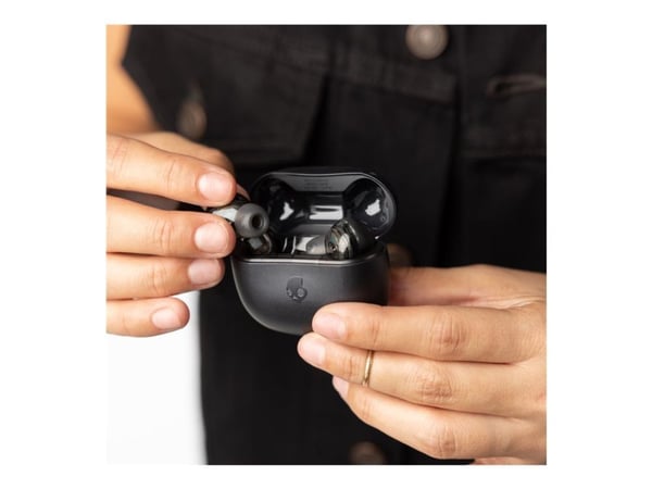 Skullcandy Rail - True wireless-hodetelefoner med mikrofon - i øret - Bluetooth - aktiv støydemping - ekte svart
