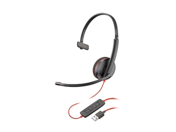 HP Poly Blackwire 3210 - Blackwire 3200 Series - hodesett - on-ear - kablet - USB-A - svart - Skype Certified, Cisco Jabber Certified, Avaya Certified