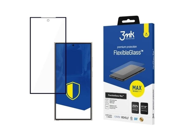 3MK 3MK FlexibleGlass Max Sam S24 Ultra svart/svart, Hybrid glass med forsterkede kanter