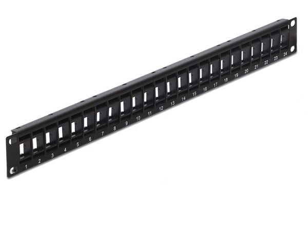 Delock Keystone Patch Panel - Patch-panel - svart - 1U - 19" - 24 portar
