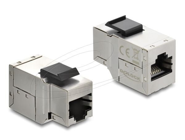 Delock - Keystone module - RJ-45 (hunn) til RJ-45 (hunn) - skjermet - CAT 6a - sølv, svart