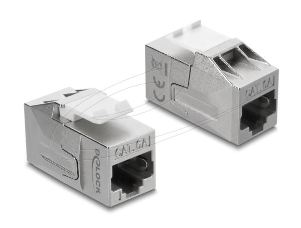 Delock - Keystone module - RJ-45 (hunn) til RJ-45 (hunn) - skjermet - CAT 6a - sølv, hvit