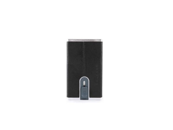 Piquadro kortholder i læder, Black Square, PP4825B3R, svart (for menn)