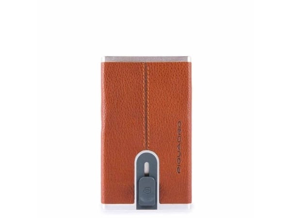Piquadro kortholder i lær Square Sliding System Arancio unisex