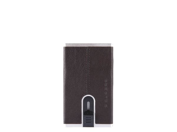 Piquadro Black Square i skinn, kortholder, firkantet skyvesystem PP4825B3R-TM, brun (for menn)