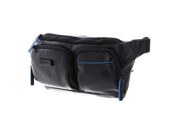 Piquadro Blue Square ekte skinn belteveske/toalettmappe CA5578B2V, svart 32x14x7 cm