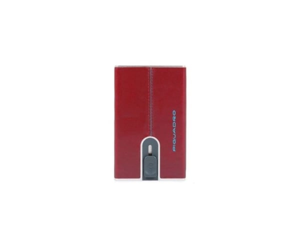 Piquadro Blue Square i lær, kortholder, firkantet glidesystem med pengeseddelklips PP5358B2R-R (rød) for menn