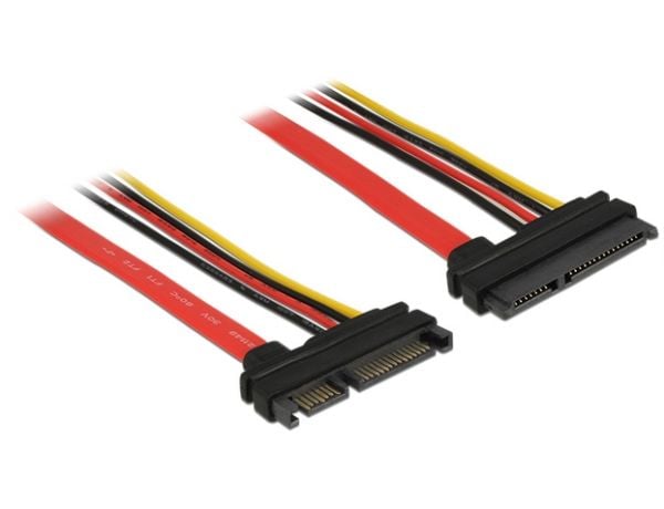 Delock - SATA-forlengelseskabel - Serial ATA 150/300/600 - SATA-kombo (P) til SATA-kombo (R) - 10 cm - svart, gul, rød