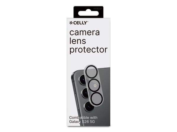 Celly CAMERALENS1163, Samsung, Galaxy S26 5G, Ripebestandig, Støvresistent, Svart, Gjennomsiktig, 1 stykker
